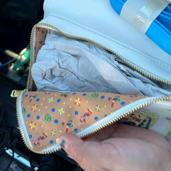 New Loungefly Pinocchio Storybook Convertible Backpack & Crossbody Bag - Picture 8 of 15